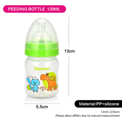 Fissman Baby Feeding Bottle with Wide Neck, 120ml, Clear/Green