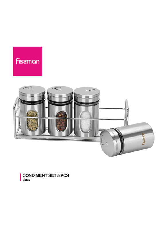 

Fissman 5-Piece 80ml Salt & Pepper Shaker Glass, Silver