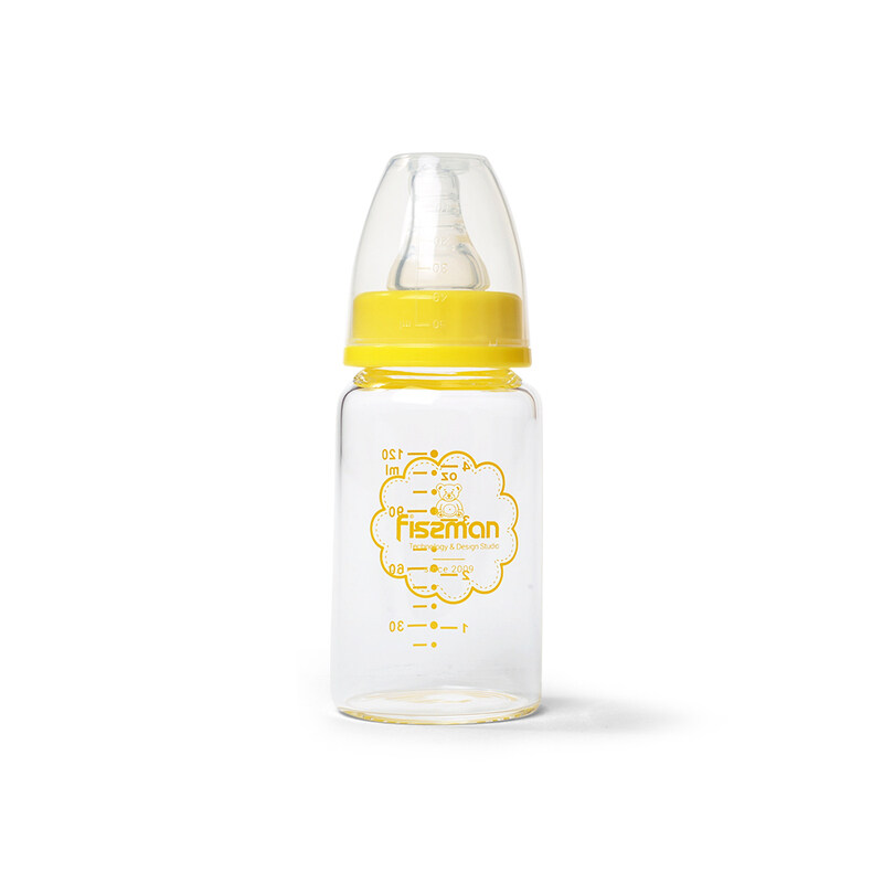 

Fissman Borosilicate Glass Feeding Bottle, 120ml, Clear/Yellow