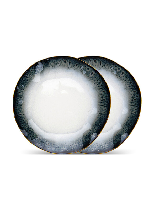 

Fissman 26cm Galactica Porcelain Plates, 2 Pieces, Black/White