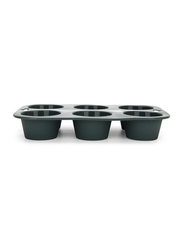 Fissman 6 Round Cup Cake Mould, 23x16x4 cm, Green