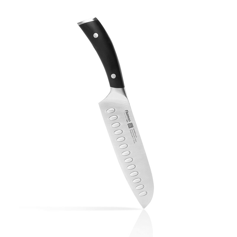 

Fissman 7-inch Koyoshi German Stainless Steel Santoku Knife with Raised Dots, Black/Silver