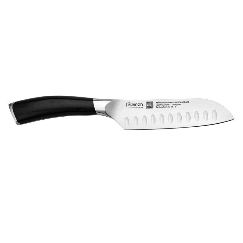 

Fissman 5-inch Kronung Stainless Steel Santoku Knife, Silver/Black