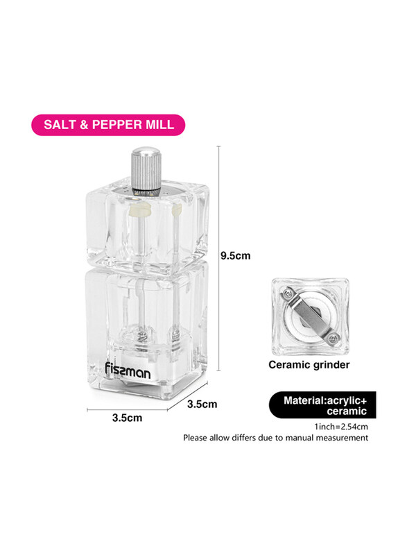 

Fissman Acrylic Salt And Pepper Mill, 9.5cm, Clear