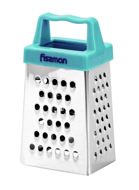 

Fissman 3-Inch Mini Grater Multifunctional Handheld Cheese Peel, Silver/Blue