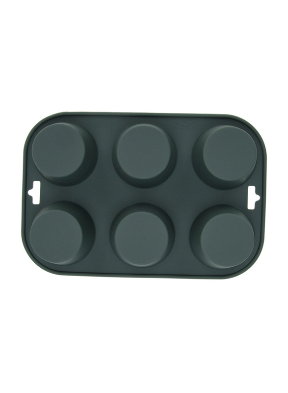 Fissman 6 Round Cup Cake Mould, 23x16x4 cm, Green