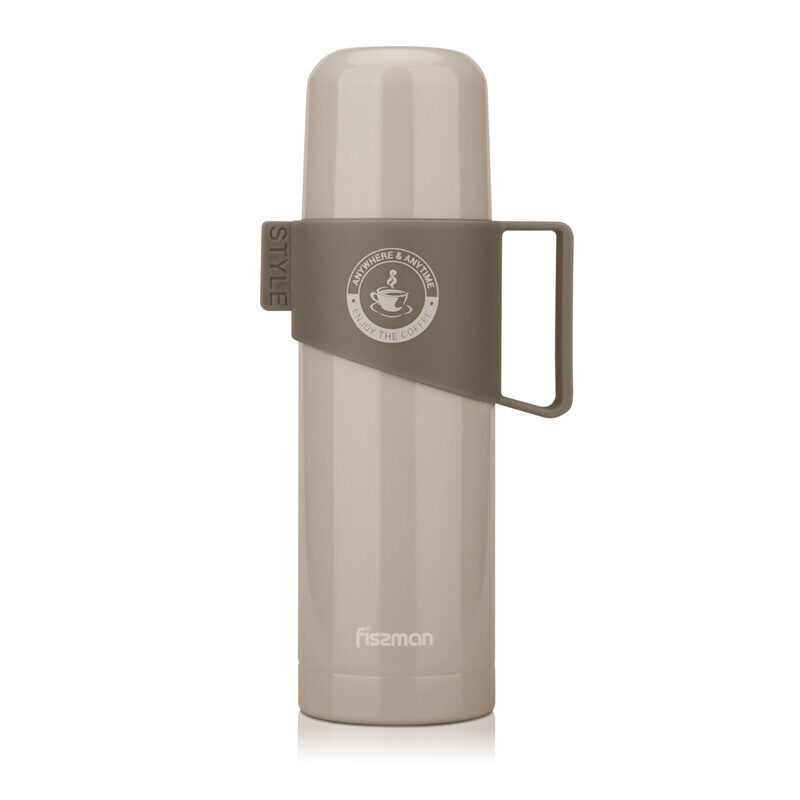 

Fissman Stainless Steel Thermos Flask with Non Slip Plastic Handle, Brown