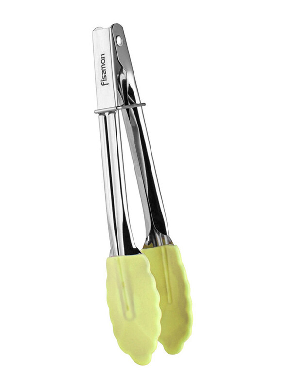 

Fissman 17.5cm Stainless Steel and Silicone Kitchen Tongs, Yellow/Silver