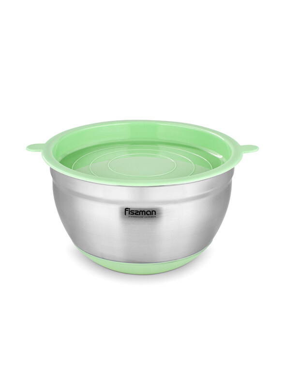 

Fissman 3L Stainless Steel Mixing Bowl with Silicone Bottom, Green Tea