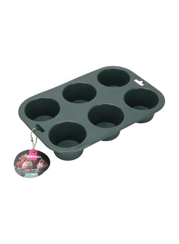 Fissman 6 Round Cup Cake Mould, 23x16x4 cm, Green