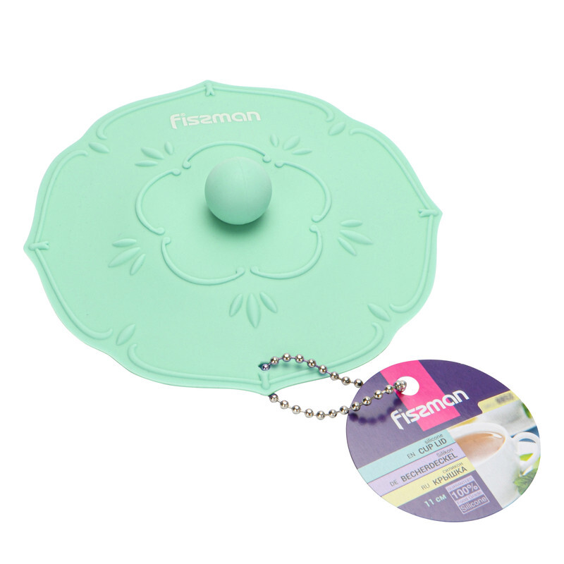 Fissman 11cm Silicone Flower Design Cup Lid, Sea Green