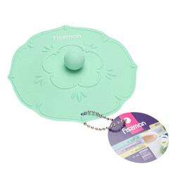 Fissman 11cm Silicone Flower Design Cup Lid, Sea Green