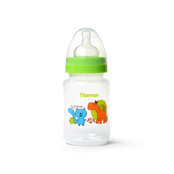 Fissman Baby Feeding Bottle with Wide Neck, 240ml, Clear/Green