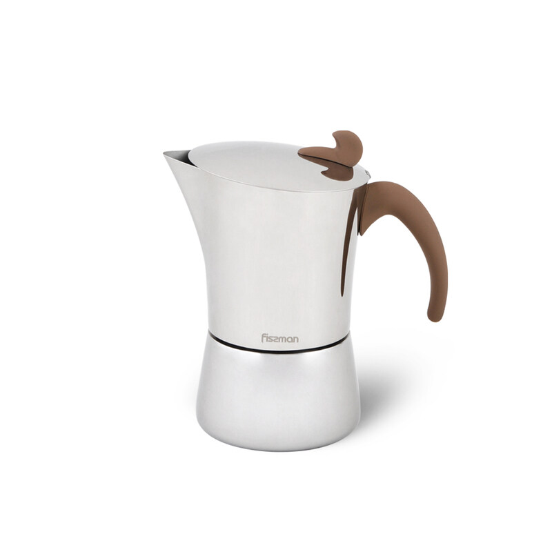 

Fissman 360ml Espresso Coffee Maker, Silver/Brown