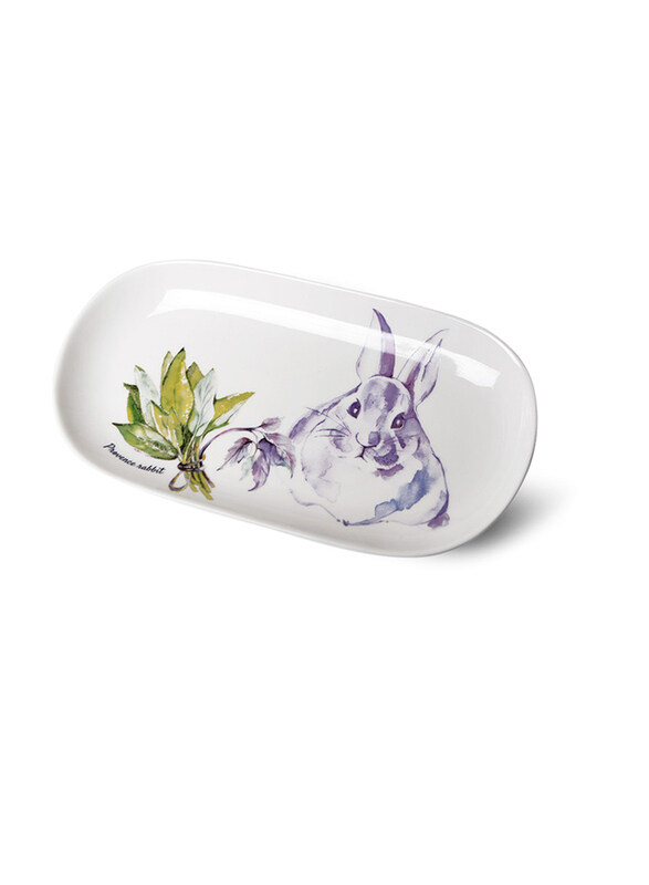 

Fissman 400ml Dish Porcelain Rabbit Provence Design Oval Plate, White