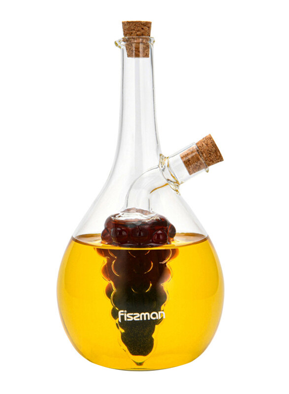 

Fissman 40/450 ml 2-In-1 Oil & Vinegar Borosilicate Glass Bottle, Brown/Clear