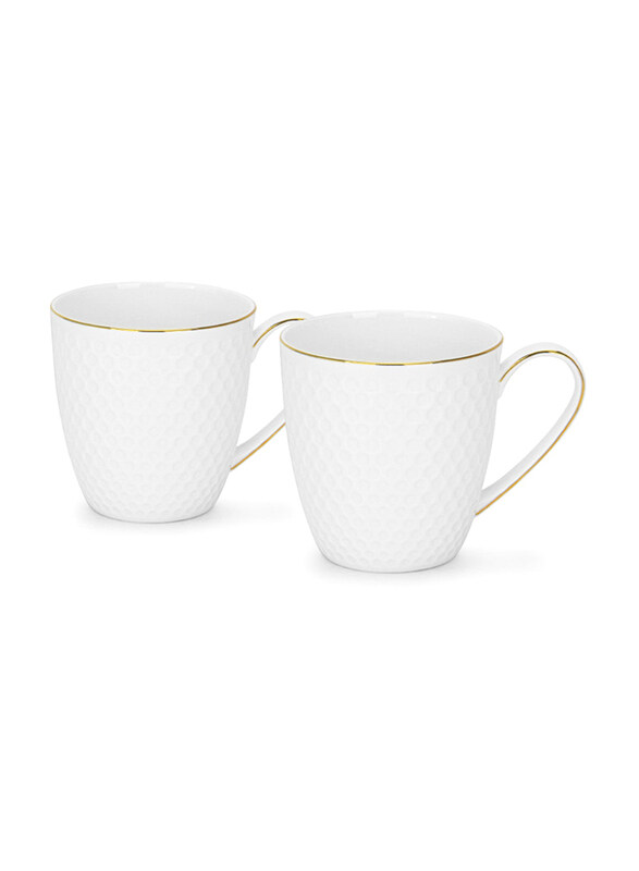 

Fissman 400ml 2-Piece Fine Bone China Noemi Mugs Set, White