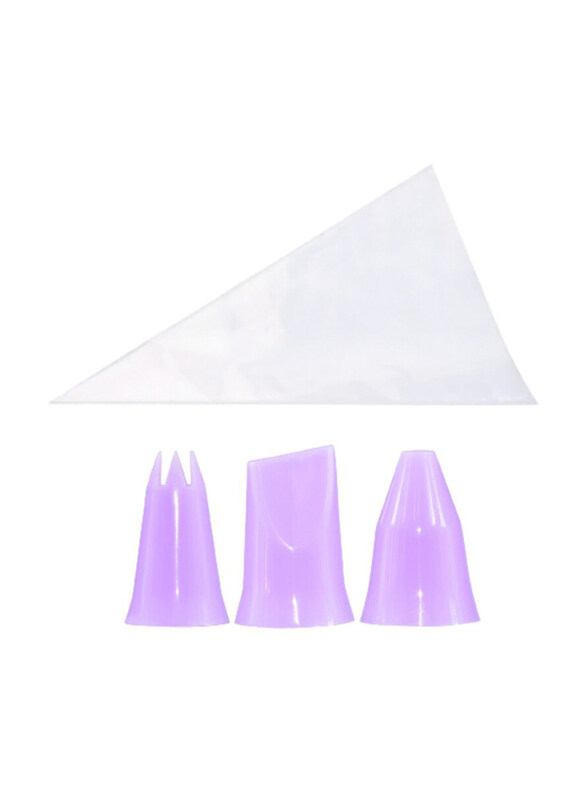 

Fissman 50-Piece 35cm Disposable Piping Bags with 3 Tips Couplers, Purple