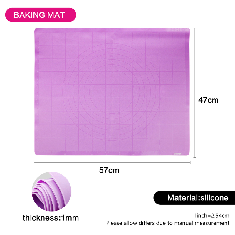Fissman 30cm Silicone Baking/Kneading Mat, 30x5.5x5.5 cm, Purple