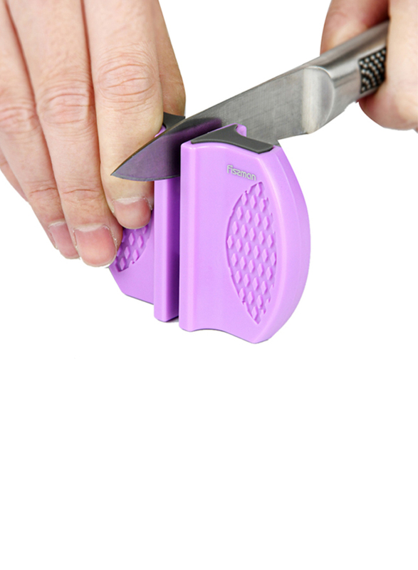 Fissman 7.6 x 5.8 x 2.5cm 2-Step Sharpening Knife Sharpener, Purple