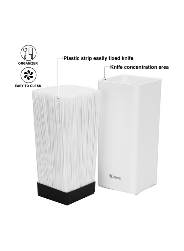 

Fissman Plastic Square Shaped Kitchen Knife Organizer, White
