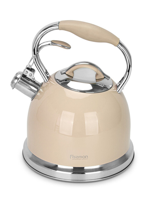 

Fissman 2.6L Stainless Steel Whistling Kettle, FELICITY, Silver/Brown