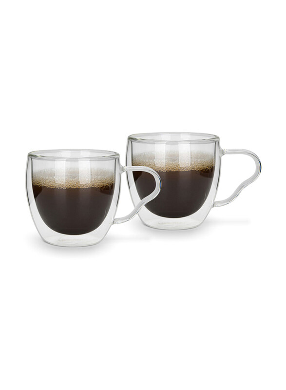 

Fissman 90ml 2-Piece Borosilicate Glass Double Wall Cups Set, Clear