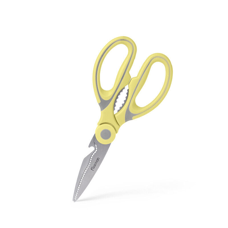 

Fissman Heavy Duty Kitchen Multipurpose Stainless Steel Scissor, Silver/Yellow