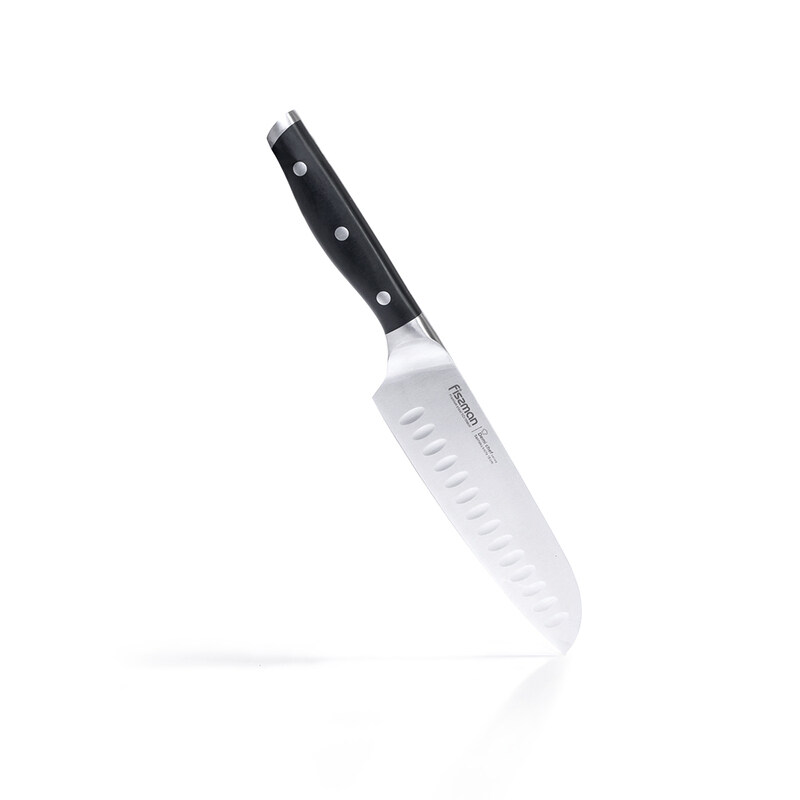 

Fissman 7-inch Demi Chef Stainless Steel Santoku Knife, Black/Silver