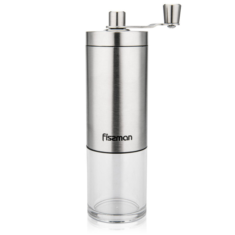 

Fissman 18cm Manual Coffee Grinder, Silver/Clear