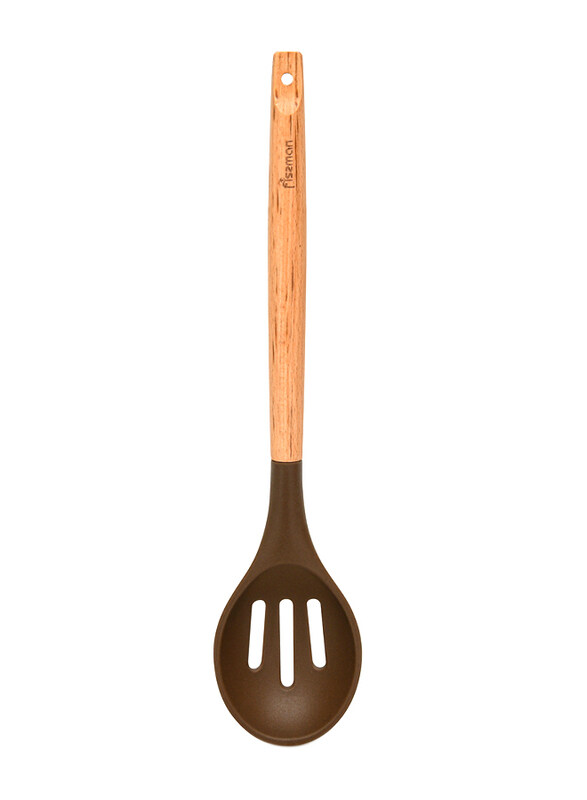 

Fissman 32cm Silicone Slotted Spoon with Wooden Handle, Brown