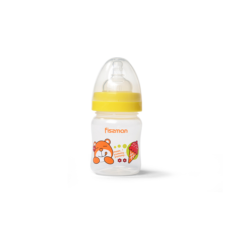 Fissman Baby Feeding Bottle with Wide Neck, 120ml, Yellow