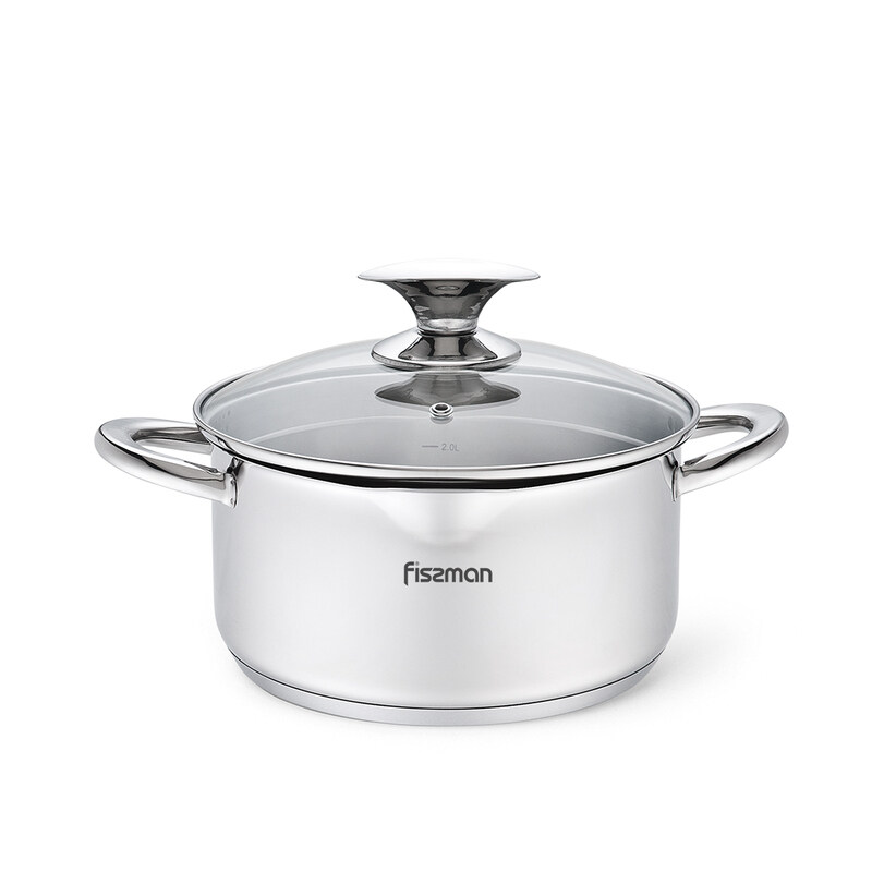 

Fissman 29.5cm Elegance Stainless Steel Stock Pot With Glass Lid, Pouring Lip & Lid Strainer, 3.1 Litre, 29.5x24x10 cm, Silver