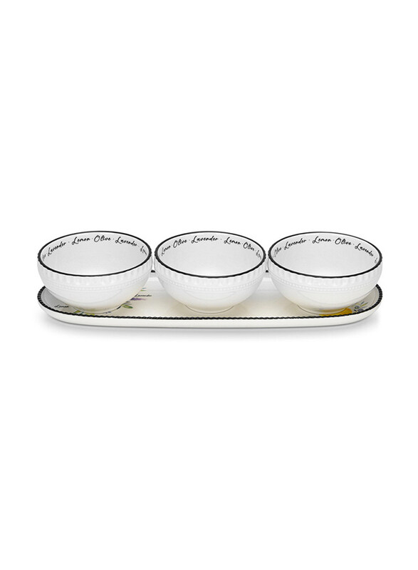 

Fissman 3-Piece Porcelain Gravyboats Provence with A Plate, White