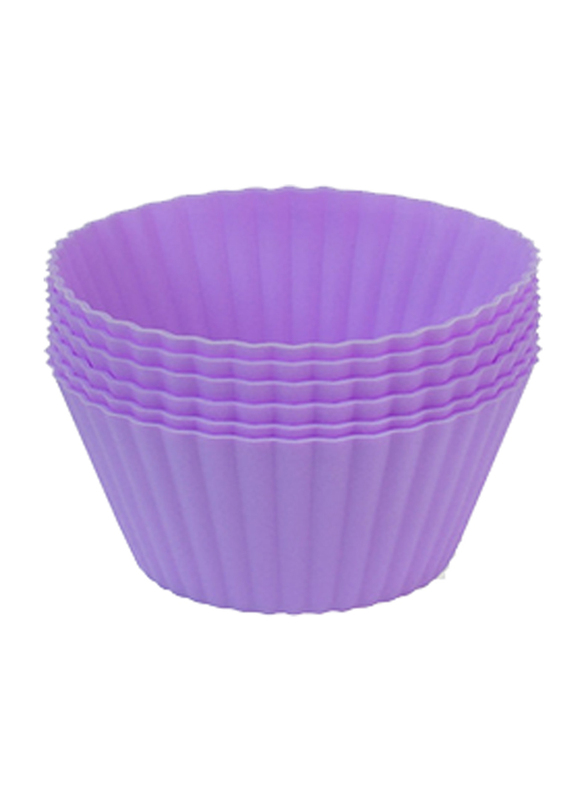 Fissman 6-Piece Cupcake Molder Silicone Cupcake Muffin Baking Cups, Purple