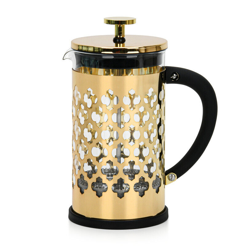 

Fissman 0.6L Amado Borosilicate Glass French Press Coffee Maker, Gold/Black