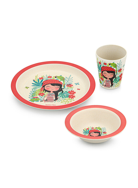 

Fissman Girl Bamboo Fibre Kids Dinner Set, 3-Pieces, Red