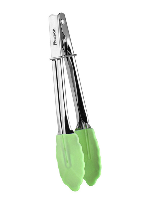 

Fissman 17.5cm Stainless Steel and Silicone Kitchen Tongs, Green/Silver