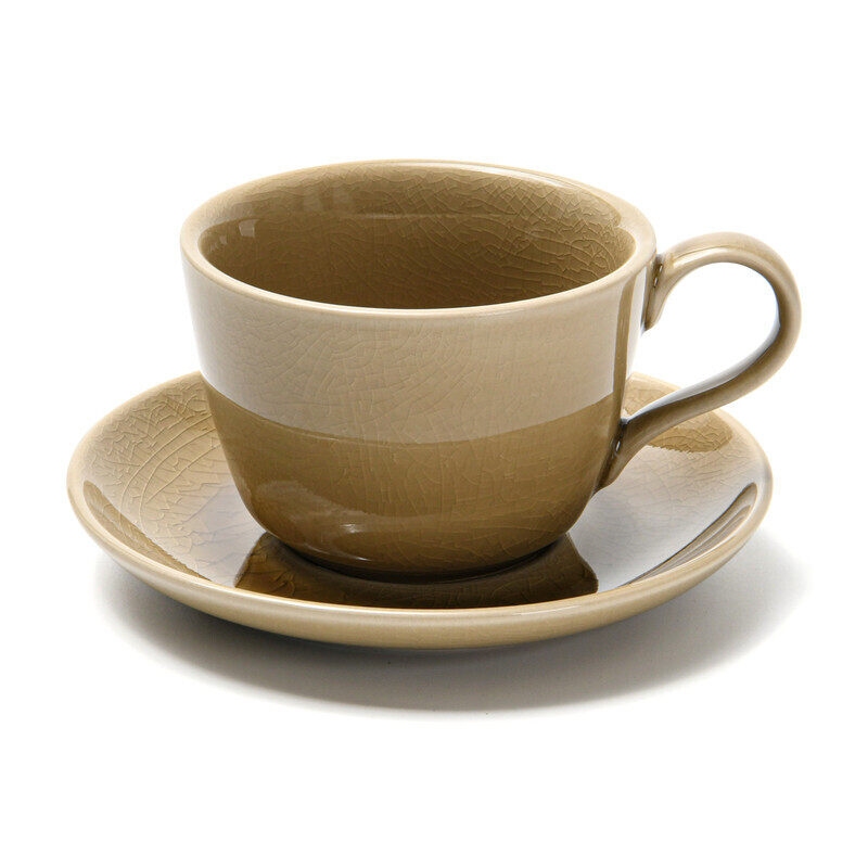 

Fissman 260ml Crackle Ceramic Cup and Saucer Set, Beige