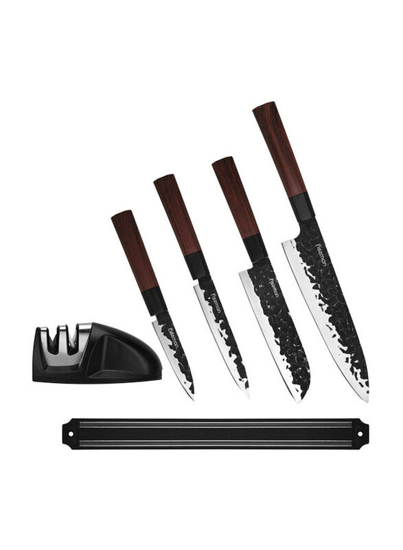 

Fissman 6-Piece Knife Set Kendo Series with Magnet Bar & Sharpener, Black