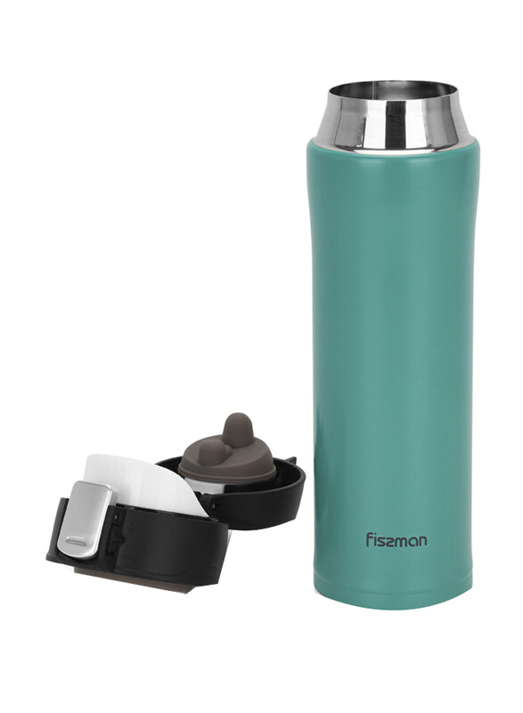 

Fissman 450ml Stainless Steel Double Wall Vacuum Travel Mug, Aquamarine