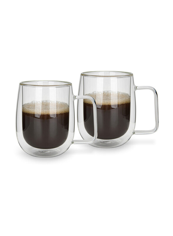 

Fissman 300ml 2-Piece Borosilicate Glass Double Wall Mugs Set, Clear