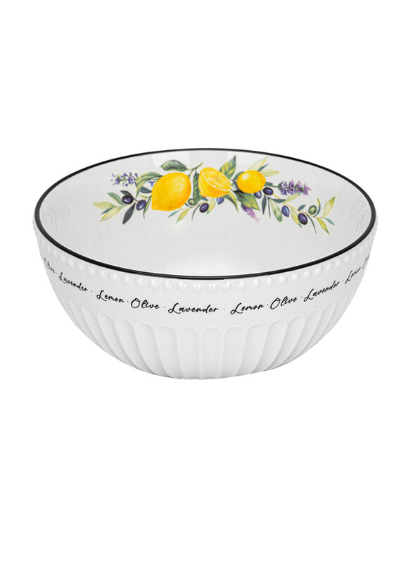 

Fissman 20cm Lemon Provence Series Porcelain Salad Bowl, White