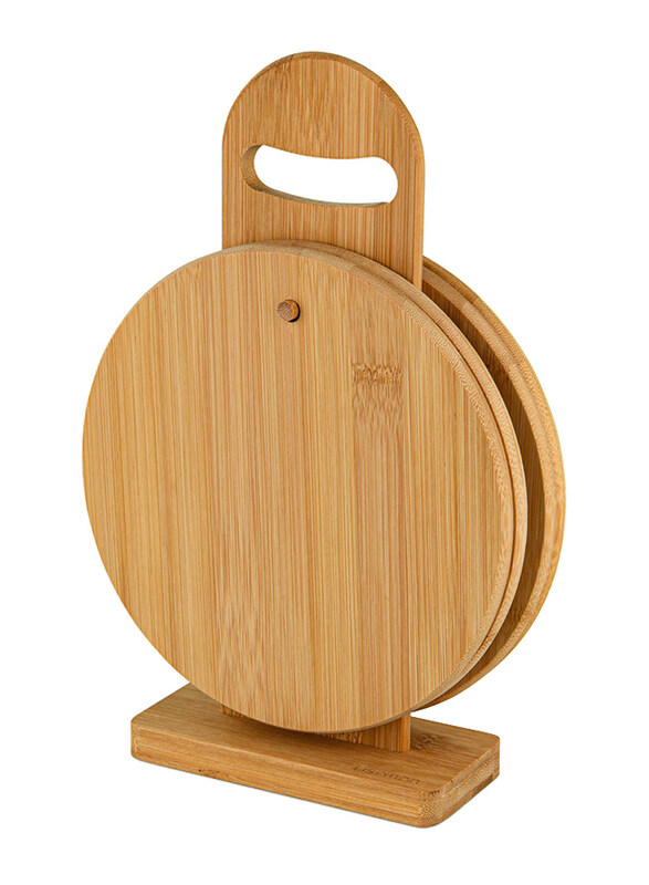 

Fissman 4-Piece Round Bamboo Cutting Board with Stand,