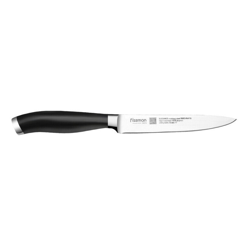 

Fissman 13cm Elegance Utility Kitchen Knife, Black/Silver