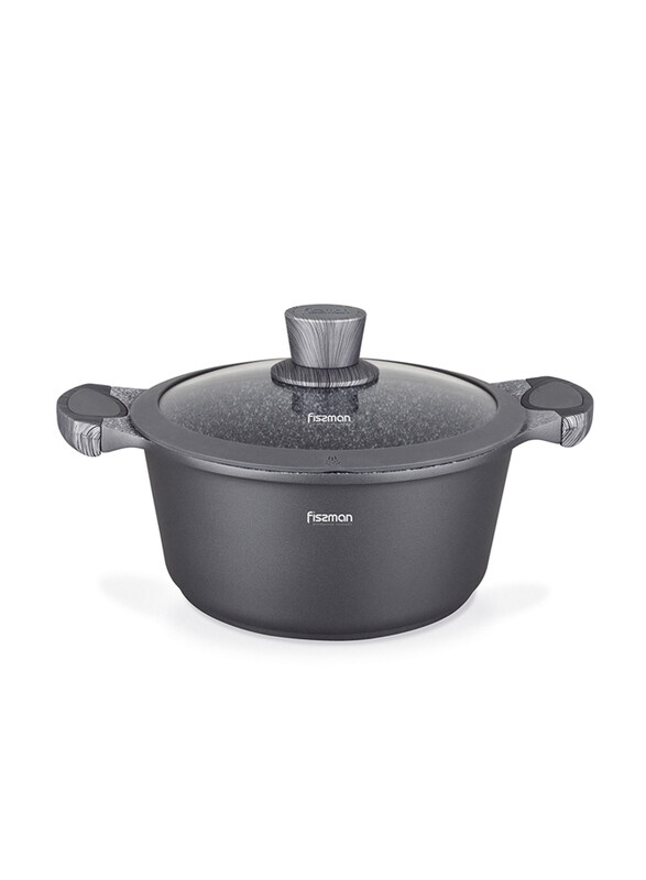 

Fissman 20cm Prestige Aluminium StockPot with Glass Lid, 5041, 30x9.5x20, Grey