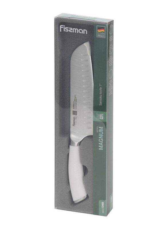 

Fissman 7-Inch Magnum Stainless Steel Santoku Knife with X50crmov15 Steel, White