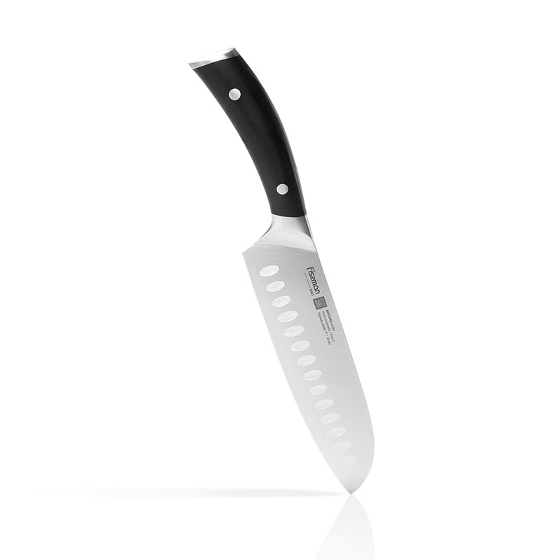 

Fissman 7-inch Koyoshi Stainless Steel Santoku German Knife, Silver/Black