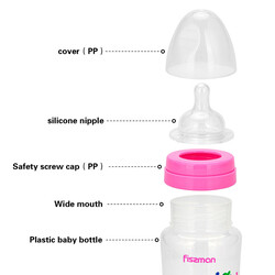 Fissman Baby Feeding Bottle with Wide Neck, 240ml, Pink