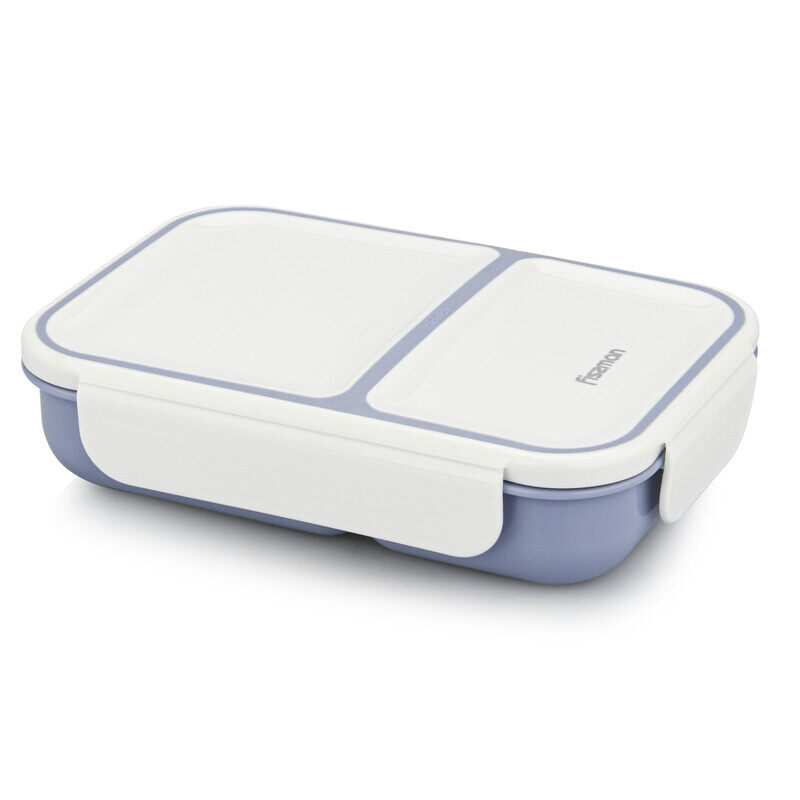 

Fissman Plastic 2-Compartment Food Grade Lunch Box, Purple/White
